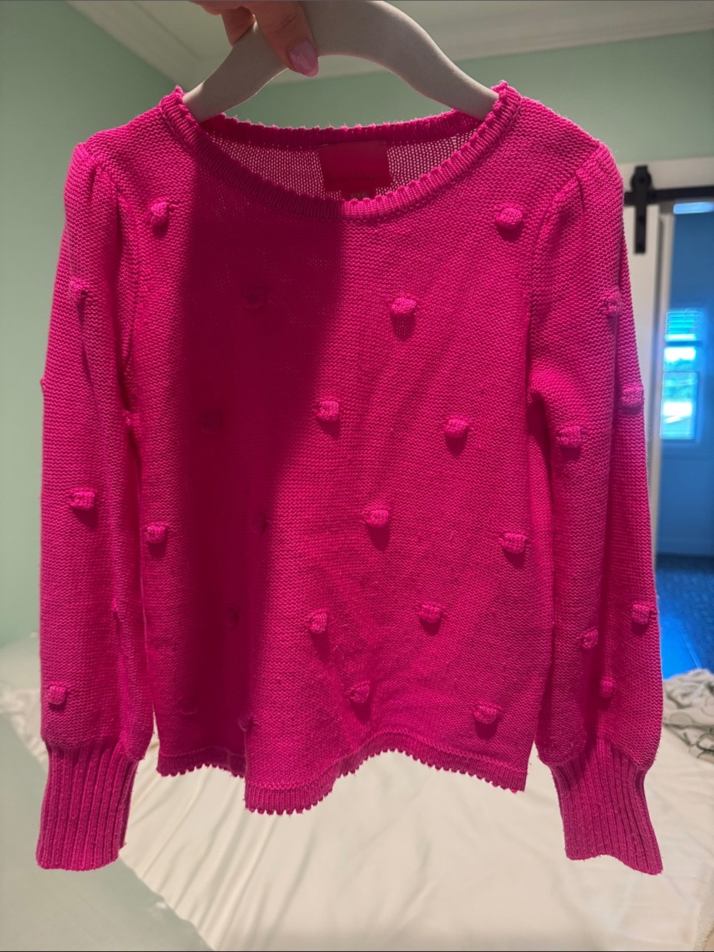 Lilly Pulitzer Hot Pink Pom-Pom Crewneck Sweater